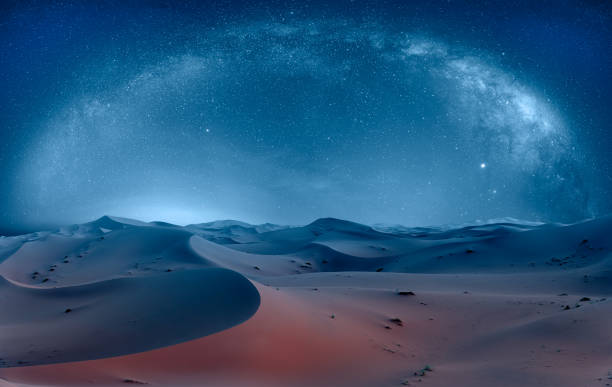 Image of a sweeping sand dune landscape at sunset.